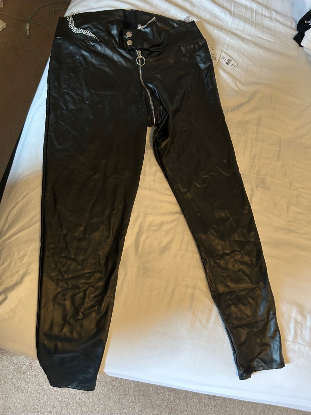 DARQUE by Coquette Black Faux Leather Pants with Ring Zipper